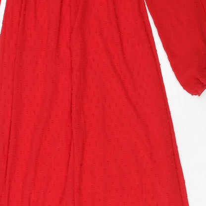 Nasty Gal Womens Red Polyester Maxi Size 6 Sweetheart Zip - Textured, Slit hem