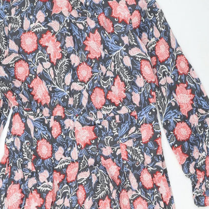 Per Una Womens Multicoloured Floral Viscose A-Line Size 14 Round Neck Zip
