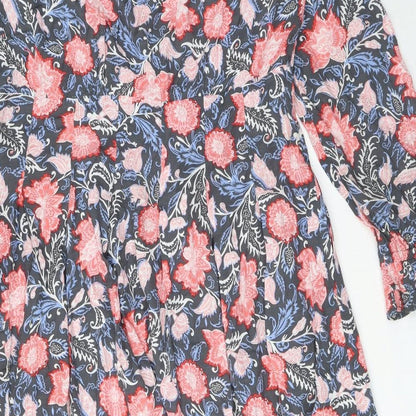 Per Una Womens Multicoloured Floral Viscose A-Line Size 14 Round Neck Zip
