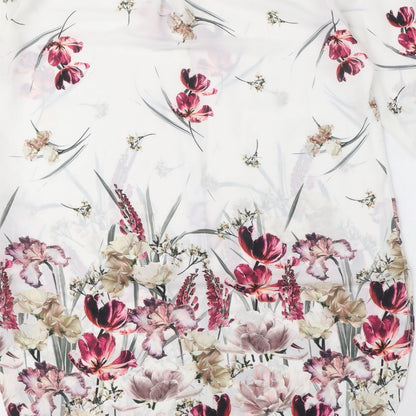 Wallis Womens White Floral Polyester Shirt Dress Size M V-Neck Button