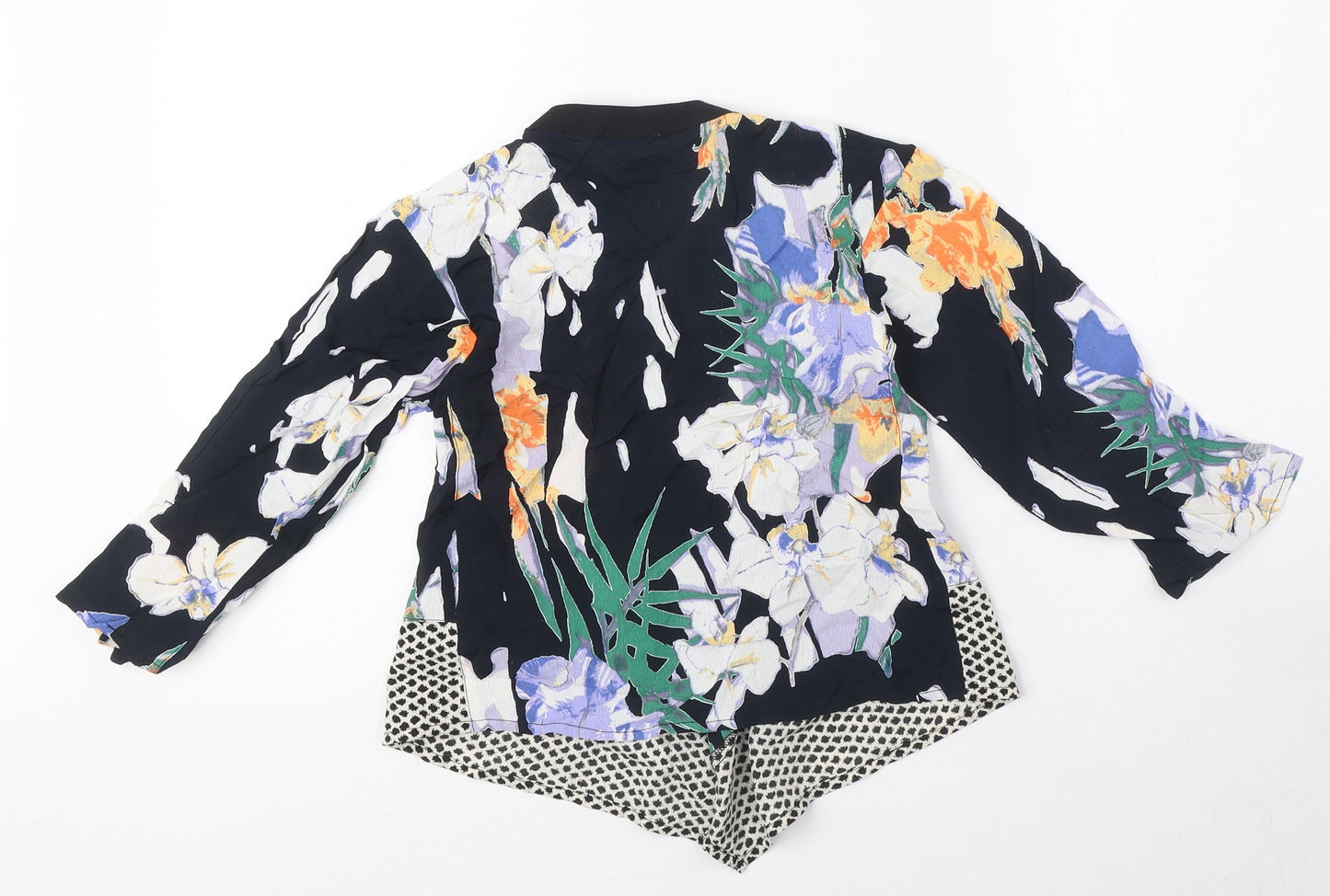 River Island Girls Black V-Neck Floral Viscose Cardigan Jumper Size 6 Years