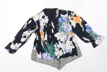 River Island Girls Black V-Neck Floral Viscose Cardigan Jumper Size 6 Years