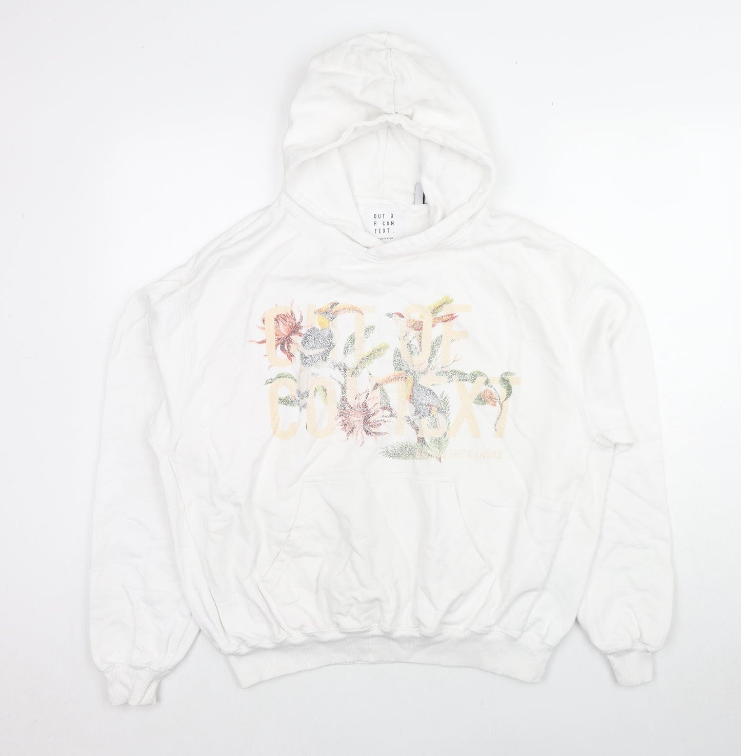 Out Of Context Womens White Cotton Pullover Sweatshirt Size M Pullover - Floral Logo