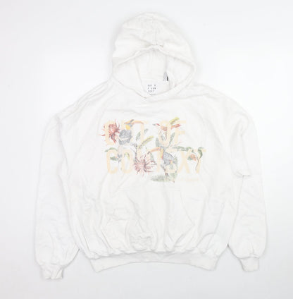 Out Of Context Womens White Cotton Pullover Sweatshirt Size M Pullover - Floral Logo