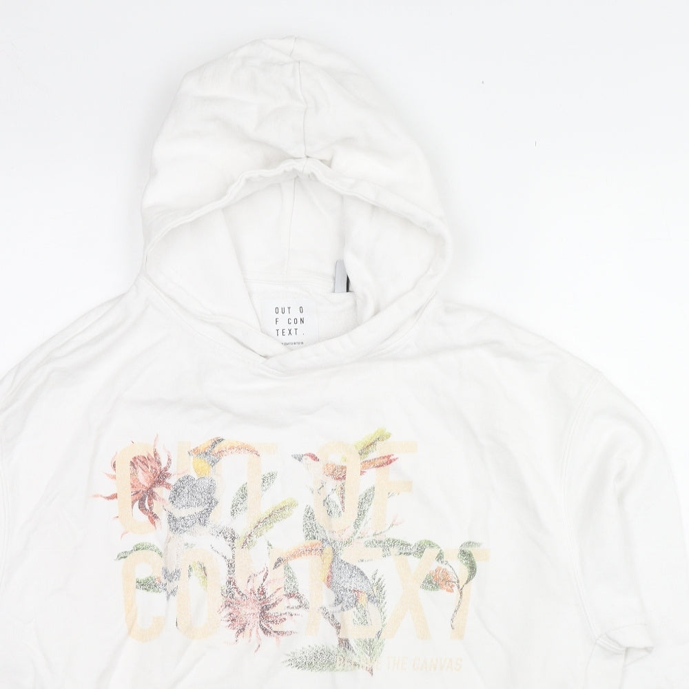 Out Of Context Womens White Cotton Pullover Sweatshirt Size M Pullover - Floral Logo