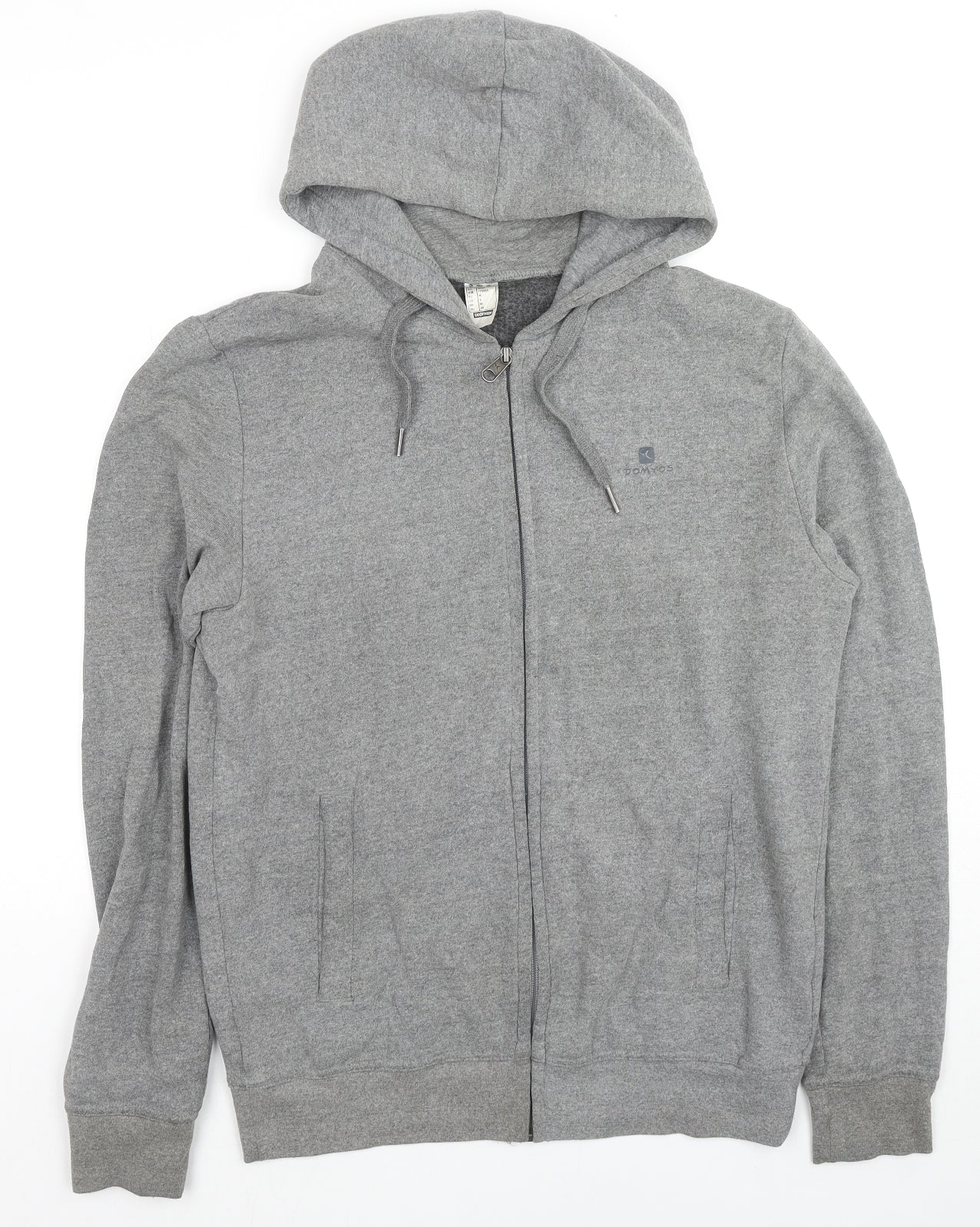 DOMYOS Womens Grey Cotton Full Zip Hoodie Size M Zip - Logo