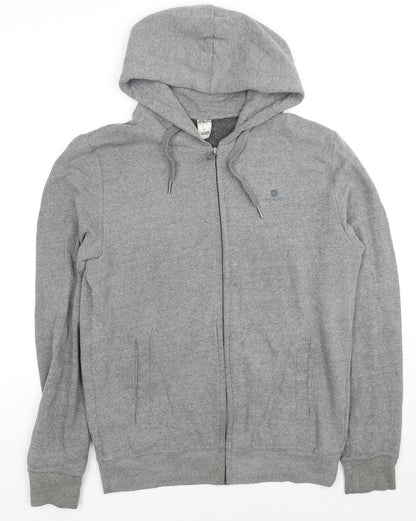 DOMYOS Womens Grey Cotton Full Zip Hoodie Size M Zip - Logo