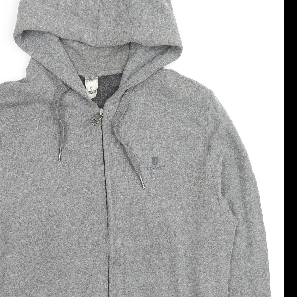 DOMYOS Womens Grey Cotton Full Zip Hoodie Size M Zip - Logo