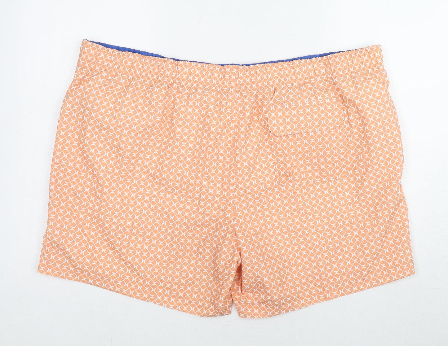 Marks and Spencer Mens Orange Geometric Polyester Bermuda Shorts Size 3XL Regular Drawstring - Swim Shorts