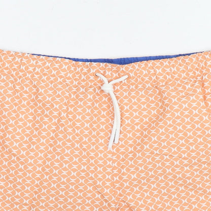 Marks and Spencer Mens Orange Geometric Polyester Bermuda Shorts Size 3XL Regular Drawstring - Swim Shorts