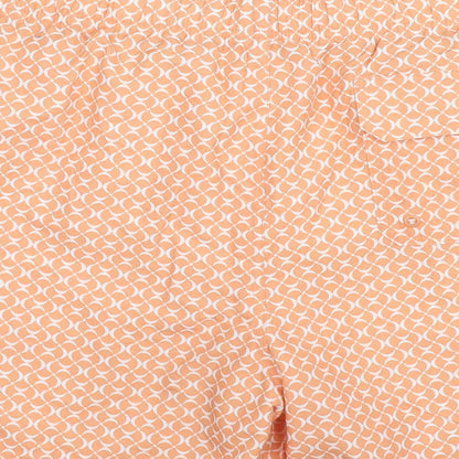 Marks and Spencer Mens Orange Geometric Polyester Bermuda Shorts Size 3XL Regular Drawstring - Swim Shorts