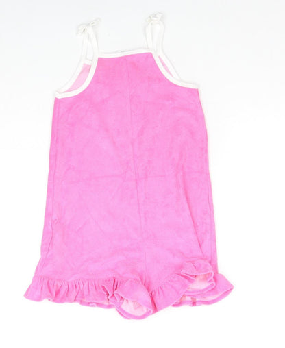 Marks and Spencer Girls Pink Cotton Playsuit One-Piece Size 4-5 Years Pullover - Fruit Wedge