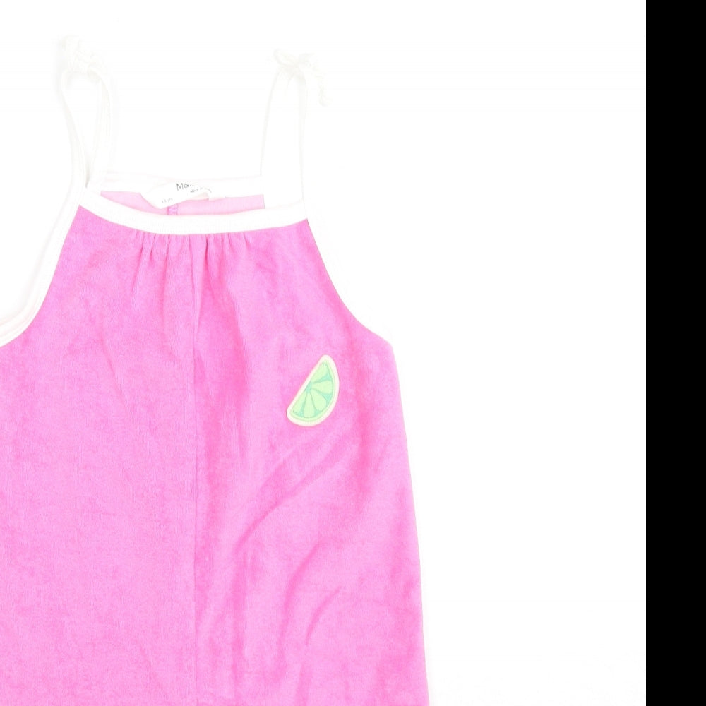Marks and Spencer Girls Pink Cotton Playsuit One-Piece Size 4-5 Years Pullover - Fruit Wedge