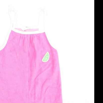 Marks and Spencer Girls Pink Cotton Playsuit One-Piece Size 4-5 Years Pullover - Fruit Wedge