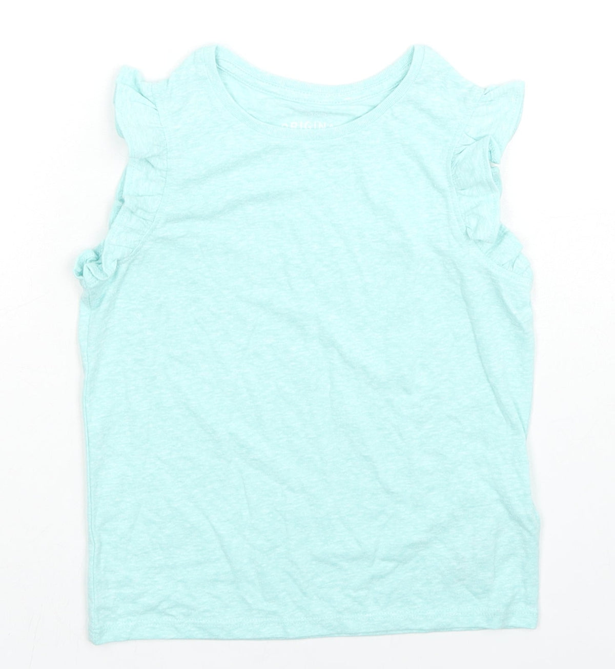 Additional front view of Marks & Spencer girls’ blue polyester basic tank, size 5-6, years round neck pullover