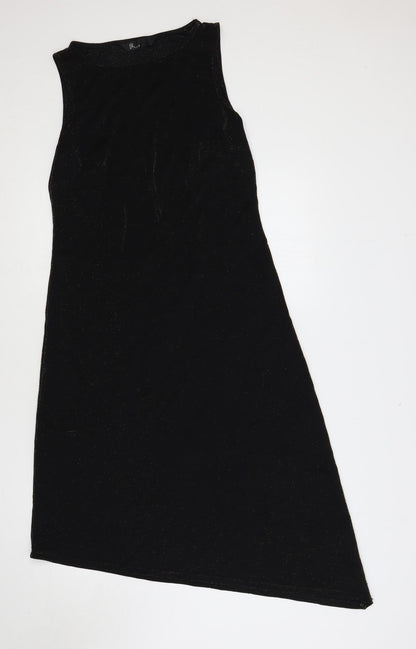 BHS Womens Black Nylon A-Line Size 14 Boat Neck - Glitter