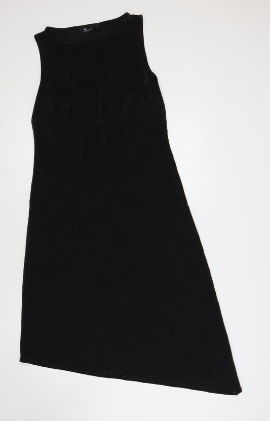 BHS Womens Black Nylon A-Line Size 14 Boat Neck - Glitter