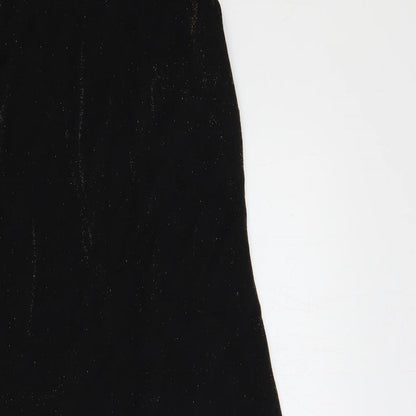 BHS Womens Black Nylon A-Line Size 14 Boat Neck - Glitter