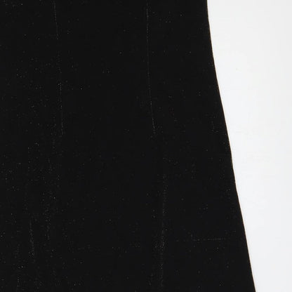 BHS Womens Black Nylon A-Line Size 14 Boat Neck - Glitter