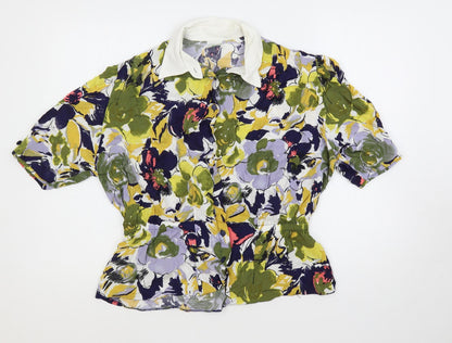 Canda Womens Multicoloured Geometric Viscose Basic Button-Up Size 16 Collared - Peplum