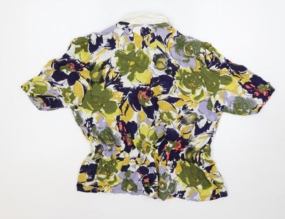Canda Womens Multicoloured Geometric Viscose Basic Button-Up Size 16 Collared - Peplum