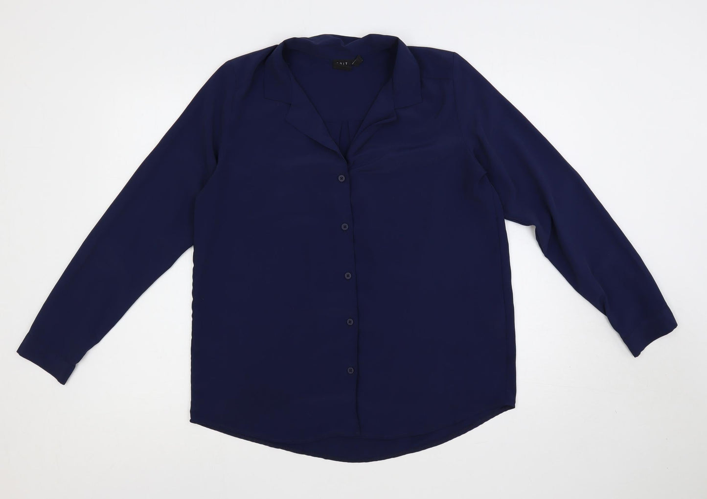 Edit Or's Cut Womens Blue Polyester Basic Button-Up Size 12 Collared