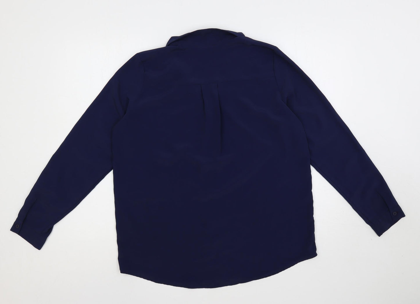 Edit Or's Cut Womens Blue Polyester Basic Button-Up Size 12 Collared