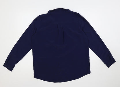 Edit Or's Cut Womens Blue Polyester Basic Button-Up Size 12 Collared