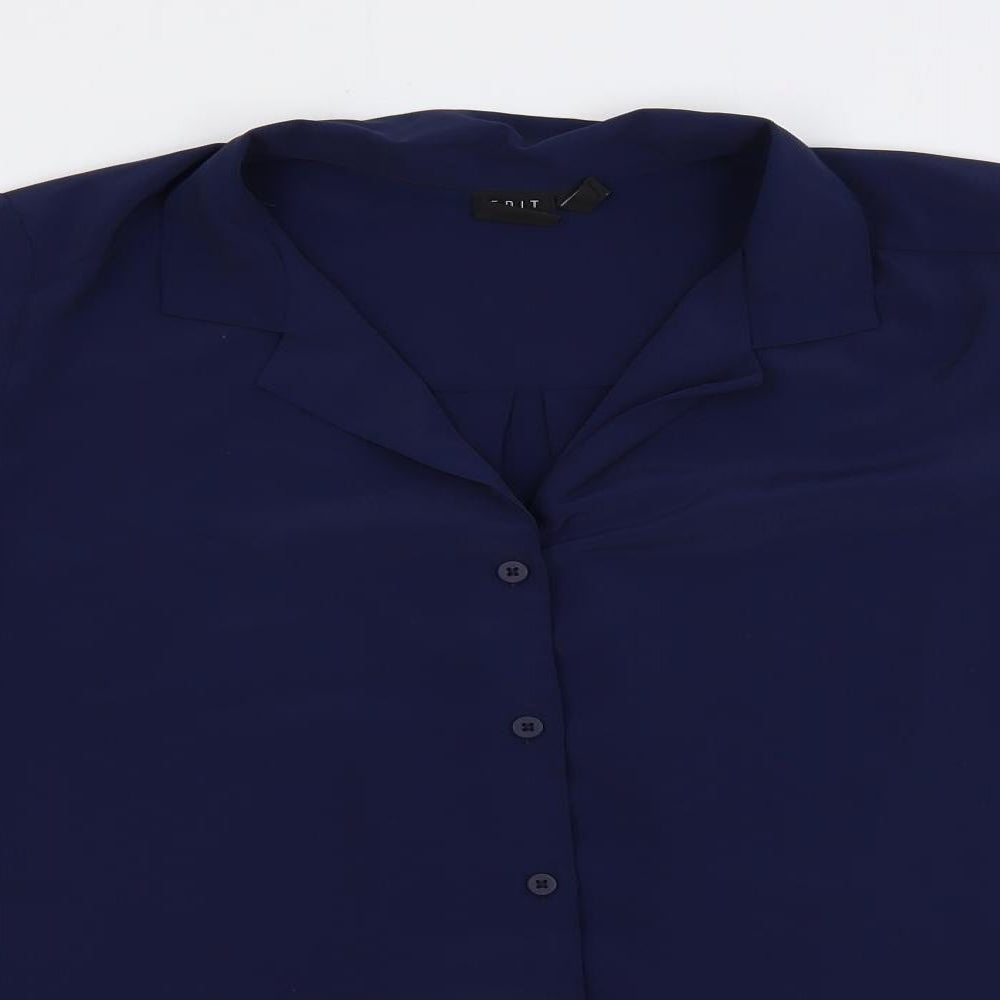 Edit Or's Cut Womens Blue Polyester Basic Button-Up Size 12 Collared