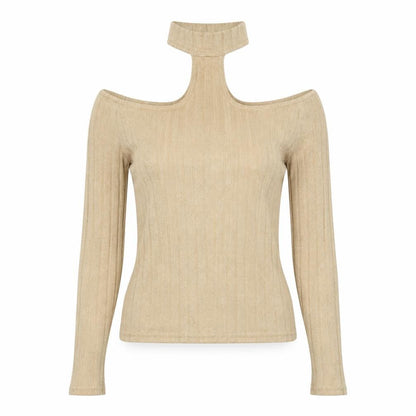 Divided by H&M Womens Beige High Neck Polyester Pullover Jumper Size S - Cut Out