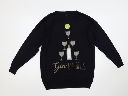 Capsule Womens Blue Crew Neck Viscose Pullover Jumper Size 12 - Gin-Gle-Bells