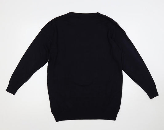 Capsule Womens Blue Crew Neck Viscose Pullover Jumper Size 12 - Gin-Gle-Bells