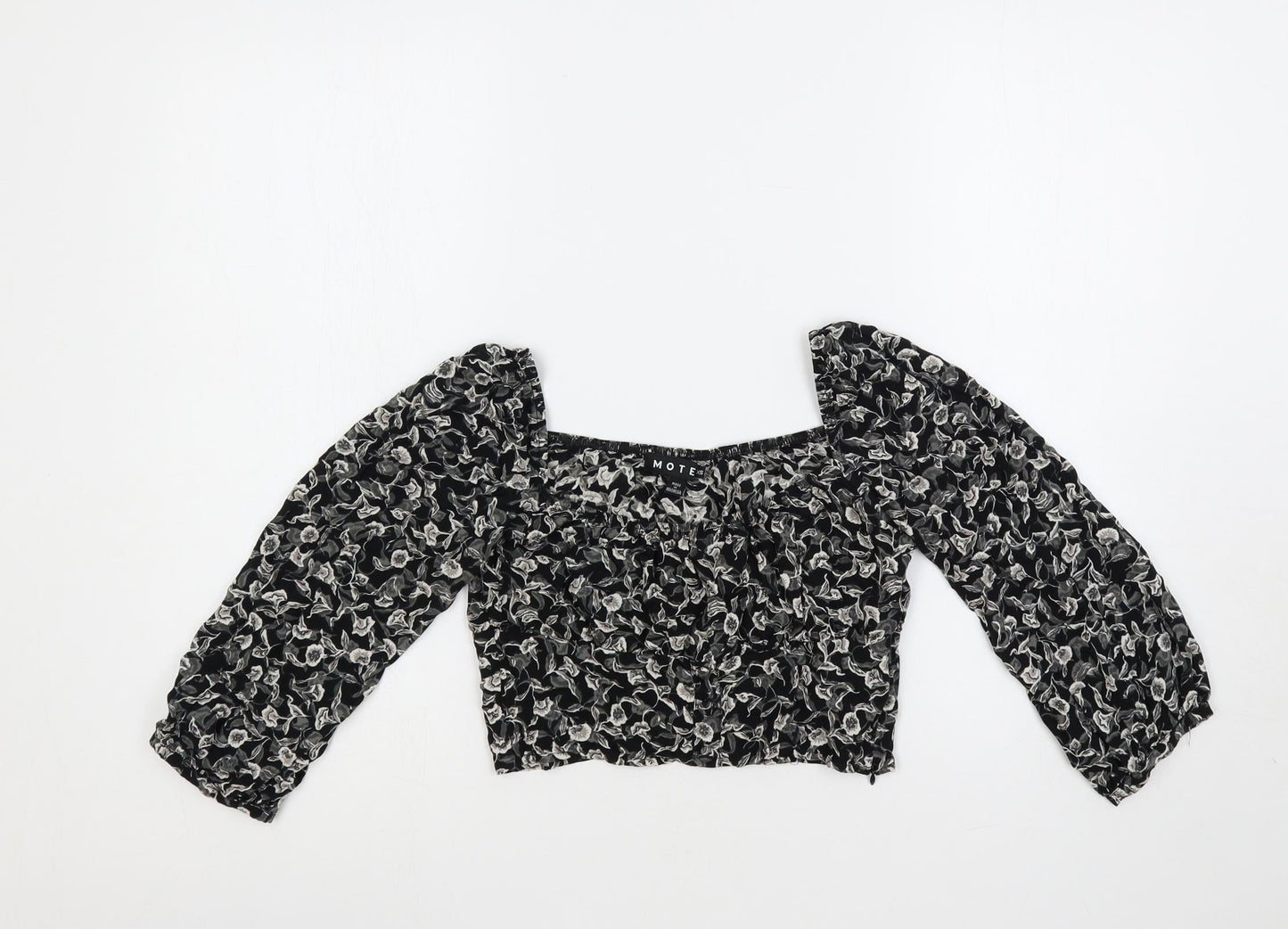 Womens UK Size XS Motel Black Cropped Blouse