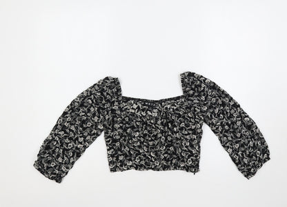 Womens UK Size XS Motel Black Cropped Blouse