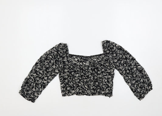 Womens UK Size XS Motel Black Cropped Blouse