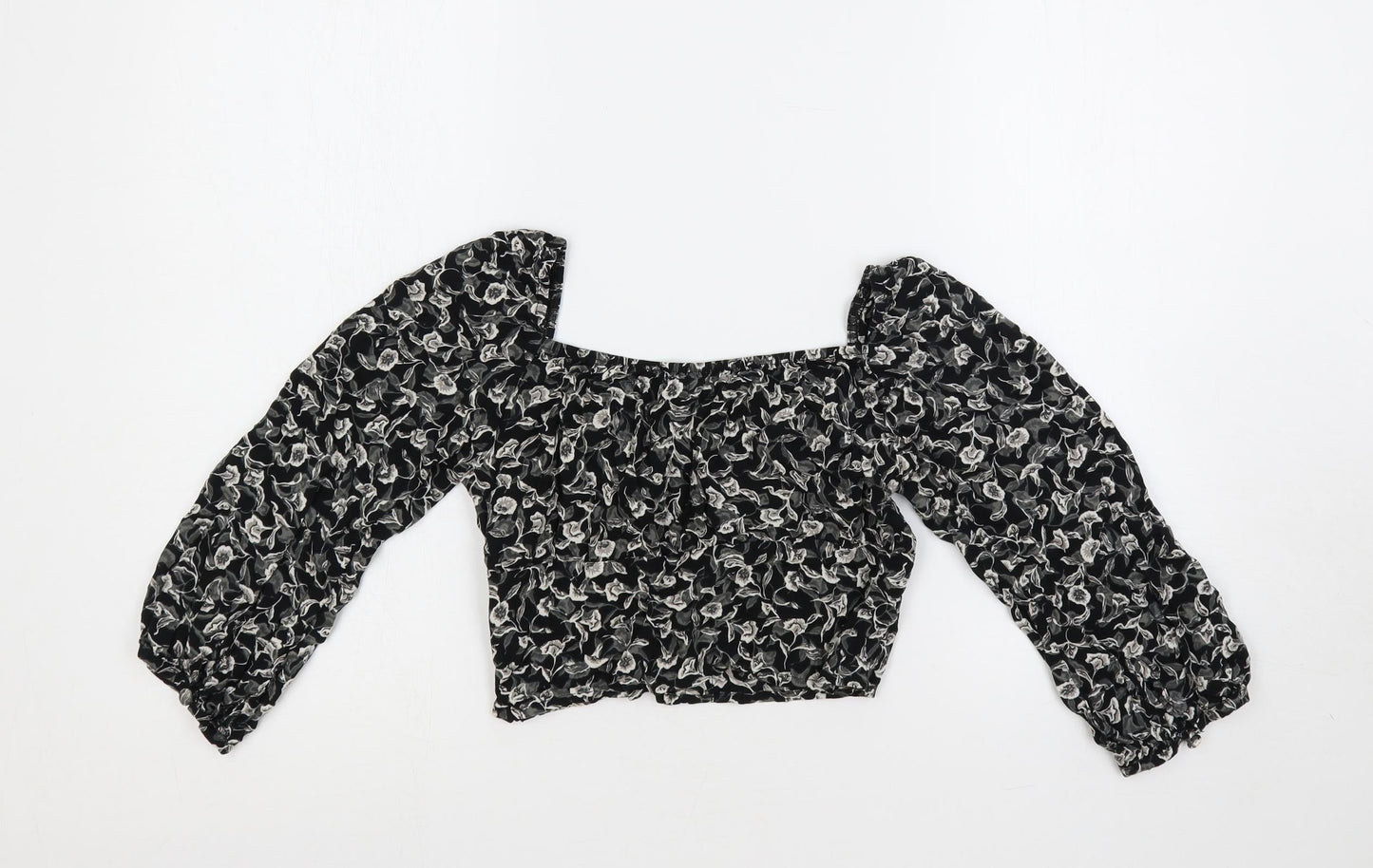 Womens UK Size XS Motel Black Cropped Blouse