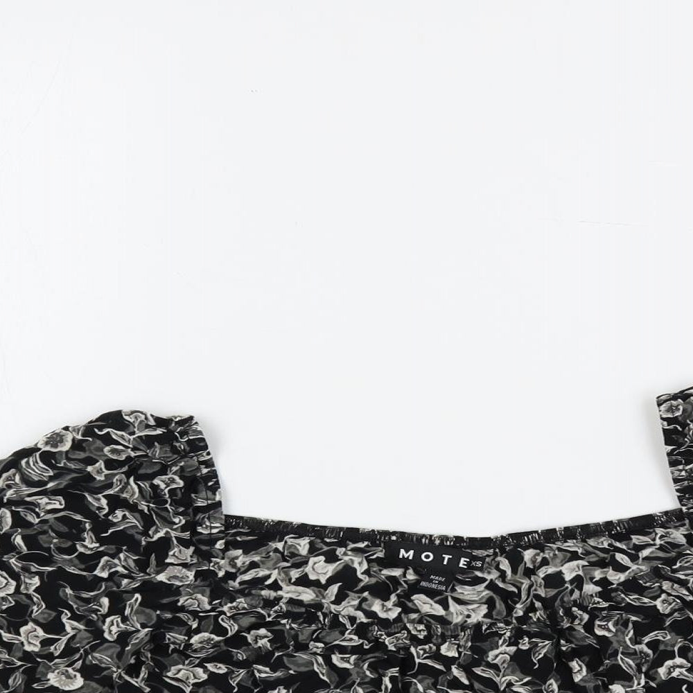 Womens UK Size XS Motel Black Cropped Blouse