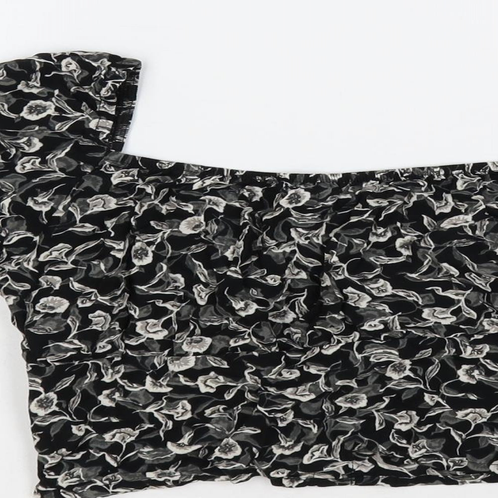 Womens UK Size XS Motel Black Cropped Blouse