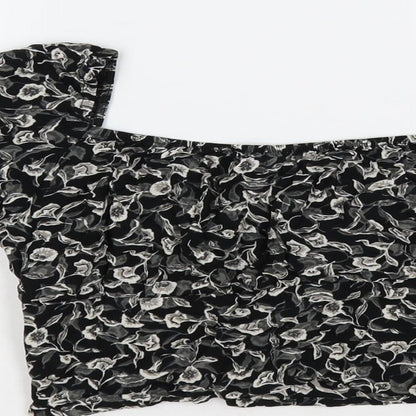 Womens UK Size XS Motel Black Cropped Blouse