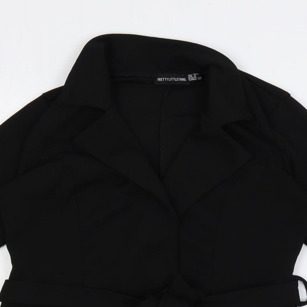Womens UK Size 10 PRETTYLITTLETHING Black Basic Blouse