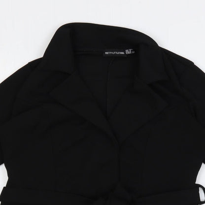 Womens UK Size 10 PRETTYLITTLETHING Black Basic Blouse