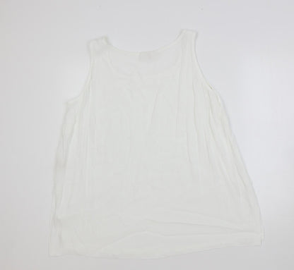 Ann Harvey Womens White Viscose Basic Tank Size 20 Scoop Neck