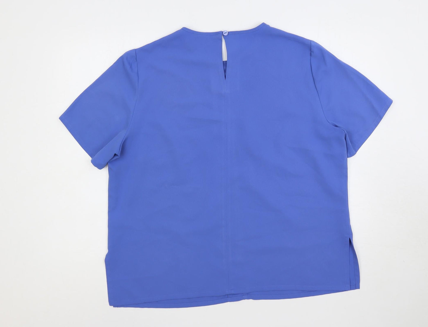 ELVI Womens Blue Polyester Basic Blouse Size 18 Round Neck