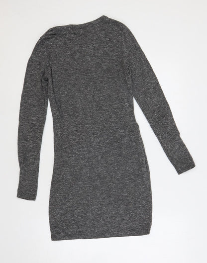 Topshop Womens Grey Polyester Mini Size 8 Crew Neck Pullover - Front Detail