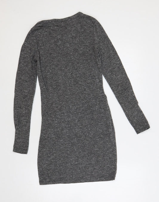 Topshop Womens Grey Polyester Mini Size 8 Crew Neck Pullover - Front Detail