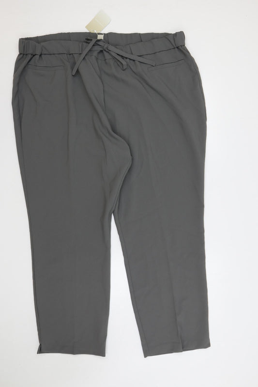 Anthology Womens Grey Polyester Trousers Size 28 L29 in Regular Drawstring - Adjustable Waist
