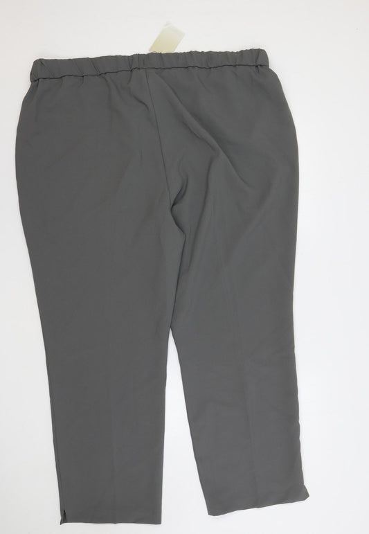 Anthology Womens Grey Polyester Trousers Size 28 L29 in Regular Drawstring - Adjustable Waist