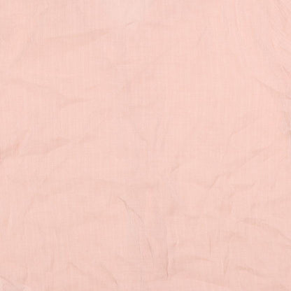 Brand and care label for boohooMAN men’s pink viscose button-up, size L, collared button