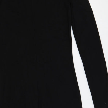 Ronen Chen Womens Black Viscose Pencil Dress Size 14 Round Neck Pullover - Ruched