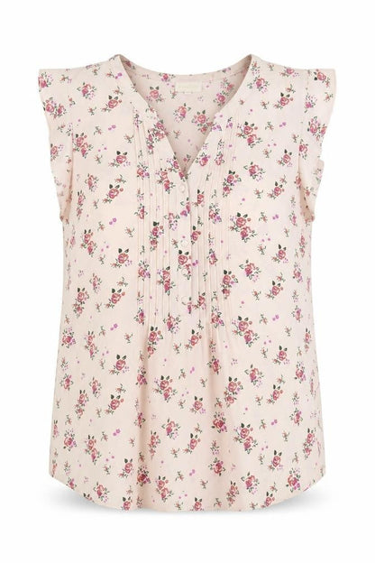 ModCloth Womens Pink Floral Polyester Basic Blouse Size XL V-Neck